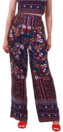Parisian Floral Printed Pattern Wide Leg Trouser