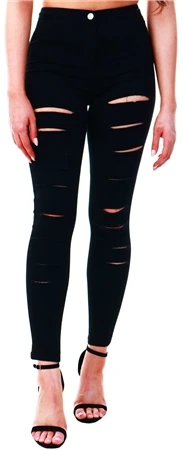 Parisian Black Ripped High Waist Jeggings