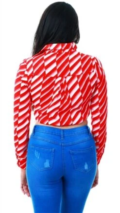 Glamorous Red Stripe Pattern Cropped Shirt -Deals The Lush Dresses Store 17065 3