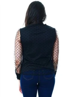 Parisian Black Dobby Mesh Pussy Bow Blouse -Deals The Lush Dresses Store 17090 3