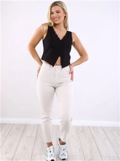 Only Stone / Ecru Emily High Waist Straight Jeans -Deals The Lush Dresses Store 18750 2