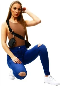 Parisian Brightblue Ripped Knee Faded Skinny Jeggings