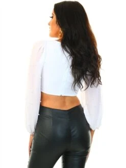 Saint Genies White Long Sleeve Crop Top -Deals The Lush Dresses Store 19672 3