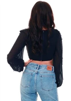 Saint Genies Black Long Sleeve Crop Top -Deals The Lush Dresses Store 20355 3