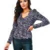 Veromoda Violet / Black Long Sleeve Blouse