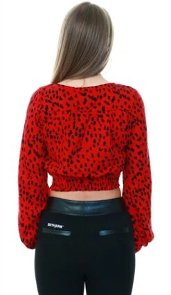 Ax Paris Red Animal Printed Front Knot Crop Top -Deals The Lush Dresses Store 20531 3
