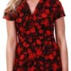Qed Red Floral Button Shirt Dress
