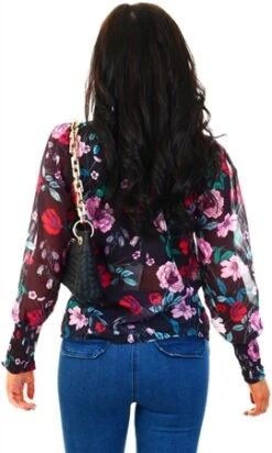 Parisian Floral Print Mesh Blouse -Deals The Lush Dresses Store 20872 3
