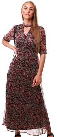Veromoda Pink Peacock Printed Maxi Dress