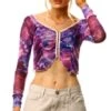 Cutie London Purple Tie Dye Mesh Crop Top