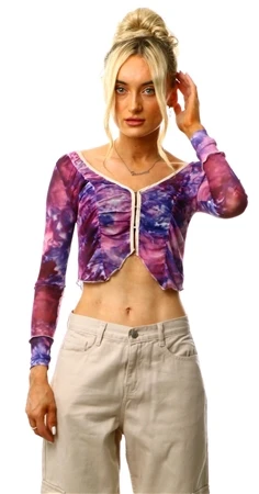 Cutie London Purple Tie Dye Mesh Crop Top