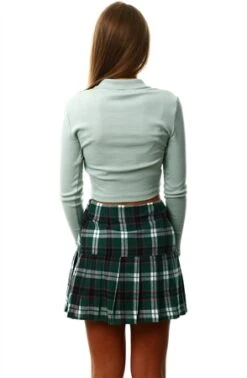 Only Aqua Gray Long Sleeve Cropped Polo Top -Deals The Lush Dresses Store 23398 3