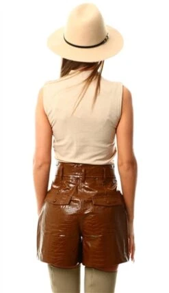 Veromoda Brown / Emperador High Waisted Coated Shorts -Deals The Lush Dresses Store 23625 3