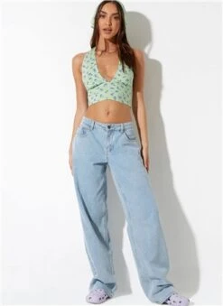 Motel Lime Floral Nanda Crop Top -Deals The Lush Dresses Store 25002 2