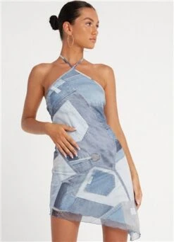 Motel Denim Pocket Adelia Mini Dress