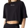 Champion Black Cropped Back Script Logo T-Shirt