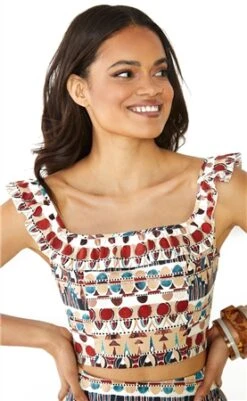 Glamorous Brown Multi Tribal Frill Crop Top -Deals The Lush Dresses Store 25197 2