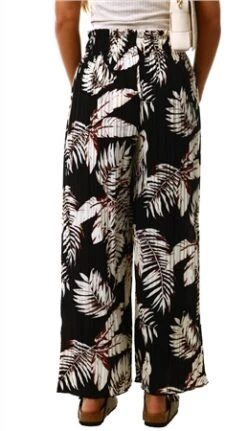 Qed Black Floral Pattern Pleat Wide Leg Trousers -Deals The Lush Dresses Store 25257 3