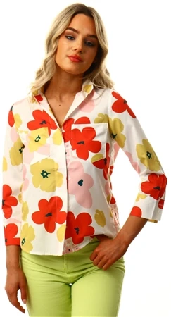 Cutie London White Floral Pattern Collar Shirt