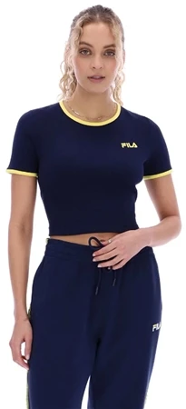 Fila Peacoat / Gold Perla Ribbed Crop T-Shirt