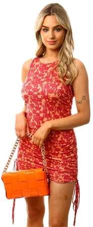 Vivichi Red / Orange Ruched Bodycon Dress