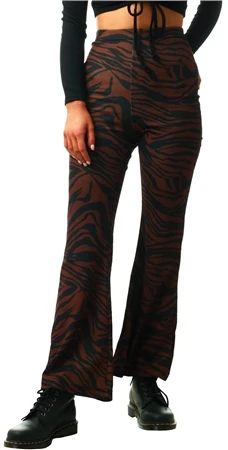 Missi London Brown / Black Leopard Print Flare Trousers