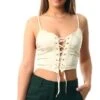 Neon & Nylon Cream / Antique White Nicole Strap Lace Up Corset Top