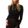 Only Black Tilde Long Sleeve High Neck Lace Top