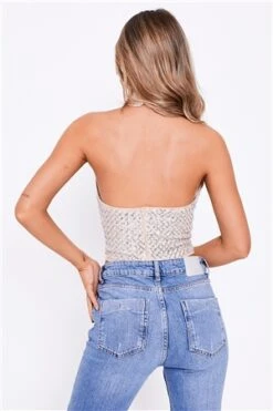 Saint Genies Nude Halterneck Sequins Top -Deals The Lush Dresses Store 27023 3