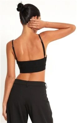 Motel Black Elenia Buckle Detail Crop Top -Deals The Lush Dresses Store 27124 3