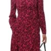 Girl In Mind Black/Pink Ditsy Floral Ashanti Long Sleeve Split Midi Dress