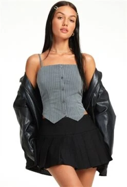 Motel Pinstripe Grey Madian Top