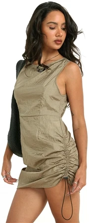 Motel Parachute Silver Green Ajime Mini Dress