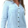 Veromoda White/Blue Collar Buttoned Cuffs Sleeves Shirt