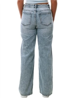 Only Aqua/Light Blue Bleached Denim Chris Reg Low Wide Dnm Mas412 -Deals The Lush Dresses Store 27521 3