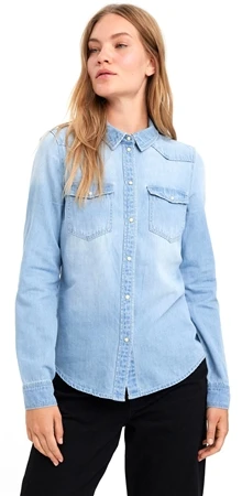 Veromoda Blue / Light Blue Denim Maria Slim Fit Shirt Collar Shirt