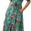 Qed Mint Floral Pattern Print Button Maxi Dress