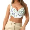 Vila Cloud Dancer Floral Corsage Cropped Top