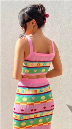 Glamorous Pink Novelty Stripe Crop Knit Top -Deals The Lush Dresses Store 27863 3