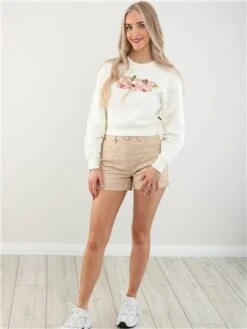 Veromoda Irish Cream Zuri Loose Fit High Rise Fold Up Hems Shorts -Deals The Lush Dresses Store 27994 2