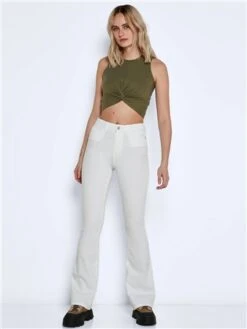 Noisy May Bright White Sallie High Waisted Flared Jeans -Deals The Lush Dresses Store 27996 2
