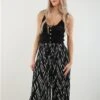Qed Black / White Pleat Pattern Wide Leg Trousers