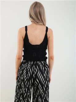 Qed Black / White Pleat Pattern Wide Leg Trousers -Deals The Lush Dresses Store 28097 3