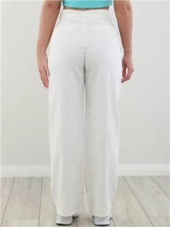 Only White / Cloud Dancer Devorah Wide Leg Fit Trousers -Deals The Lush Dresses Store 28133 3