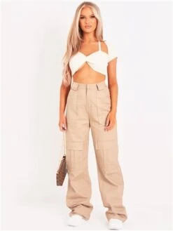 Missy Empire Beige Amaia High Rise Cargo Trousers -Deals The Lush Dresses Store 28142 2