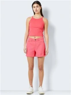 Noisy May Sun Kissed Coral Smiley Normal Waist Denim Shorts -Deals The Lush Dresses Store 28195 2