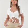 Vivichi White Ruched Crop Top