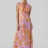 Veromoda Purple / Orchid Bloom Hope Standard Fit V-Neck Long Dress
