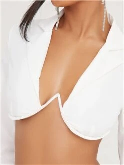 Ego White Long Sleeve Open Back Underwired Cropped Shirt -Deals The Lush Dresses Store 28274 2
