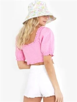 Brave Soul Pink Broderie Anglaise Buttoned Milkmaid Top -Deals The Lush Dresses Store 28311 3